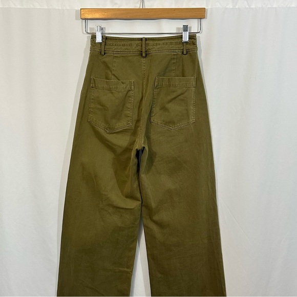 Apiece Apart Merida High Rise Wide Leg Pants in Olive Green - Picture 7 of 11